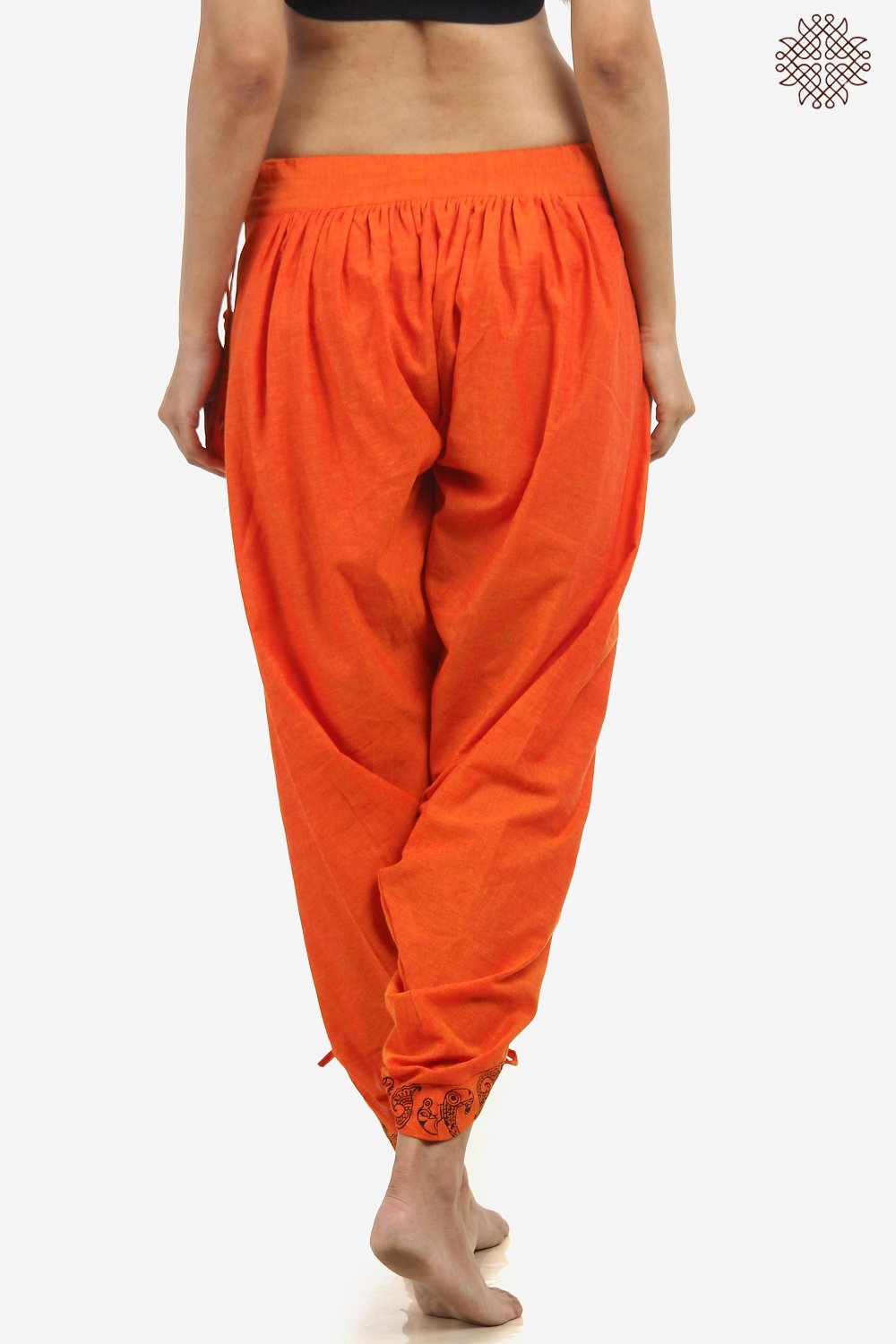 Kesari Yuvaki Dhoti Pants with Hand-Block Printed Border - Image 3