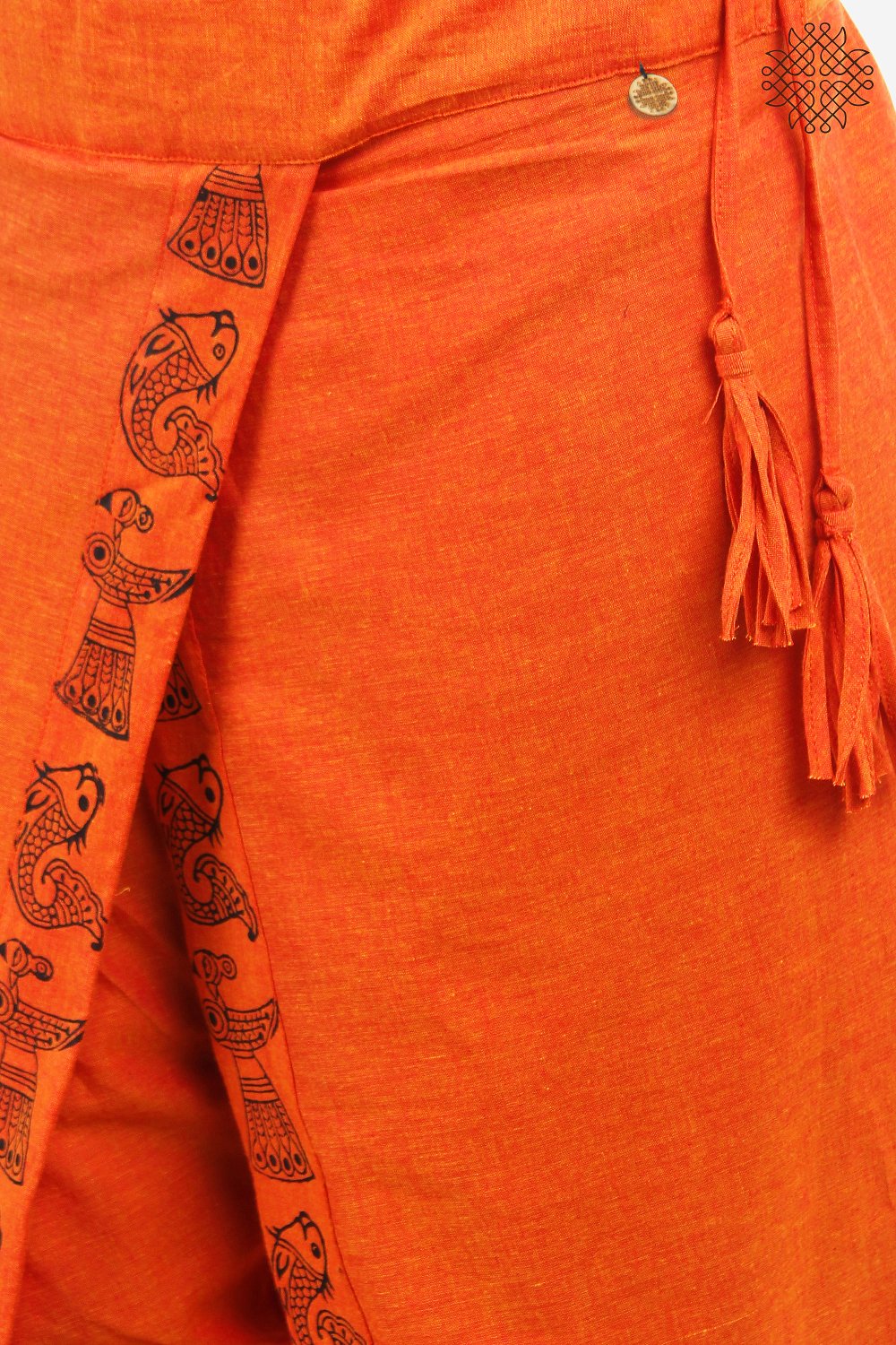 Kesari Yuvaki Dhoti Pants with Hand-Block Printed Border - Image 4
