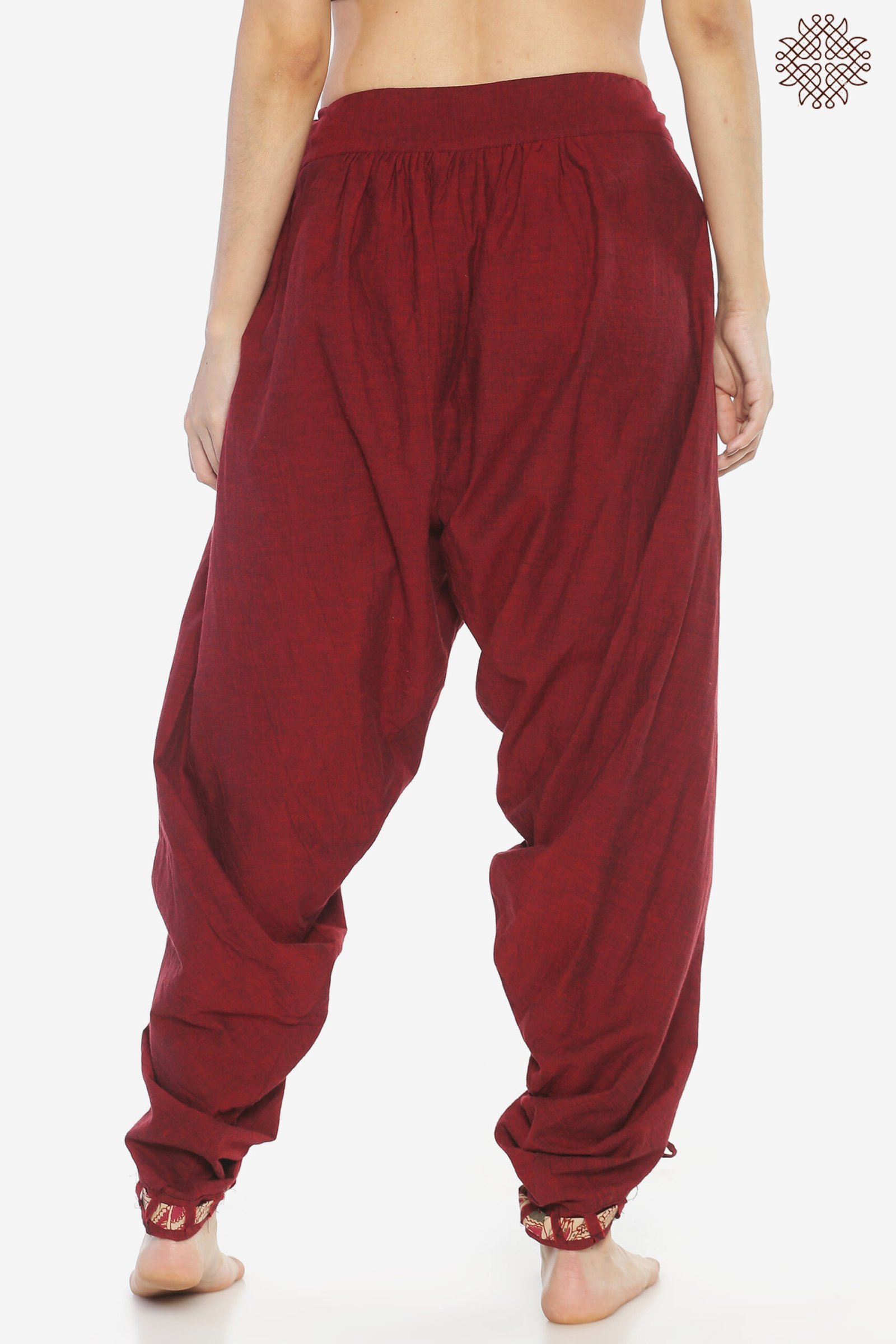 Kunkum Tulip Dhoti Pants with Basket-Weave Border - Image 3