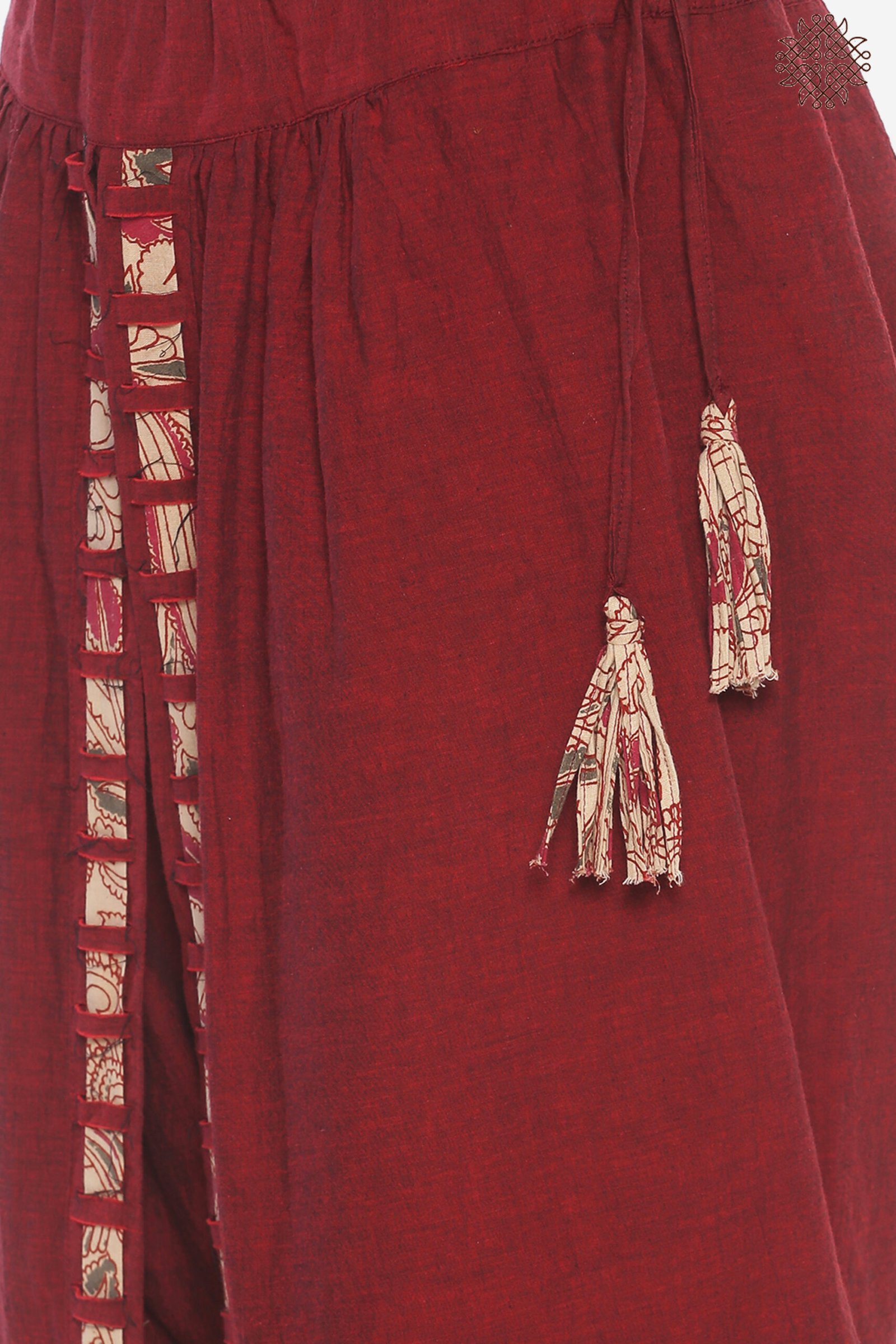 Kunkum Tulip Dhoti Pants with Basket-Weave Border - Image 4