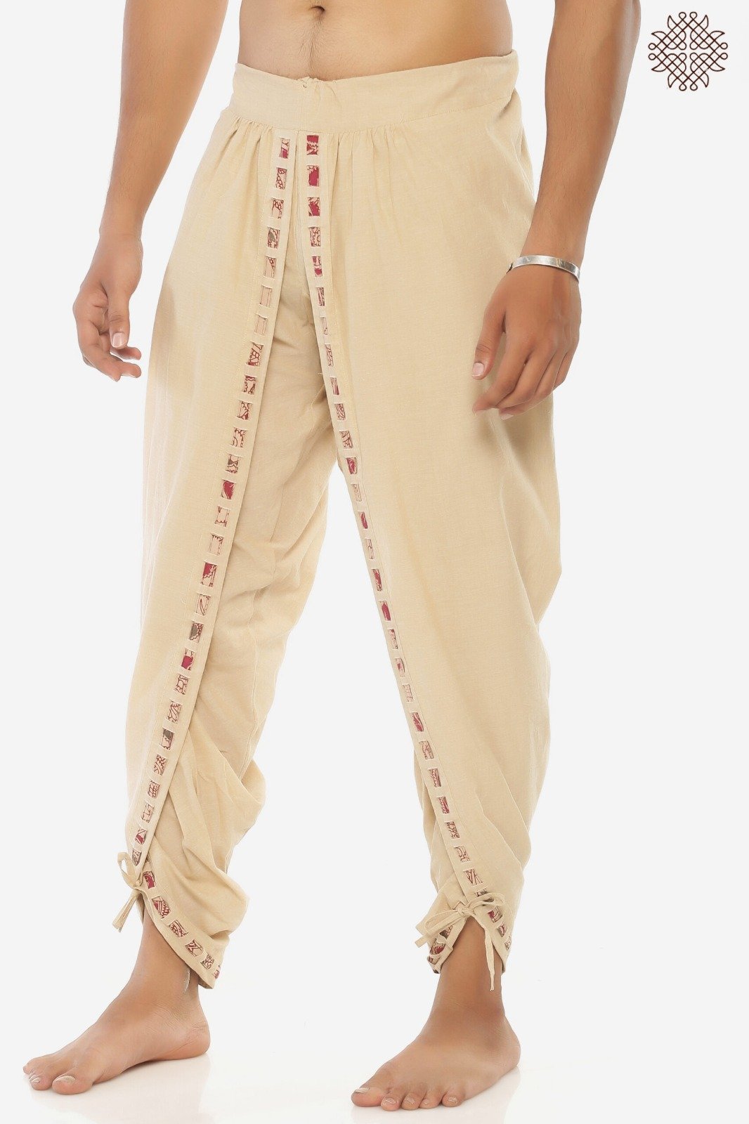 HariNa Yuvaka Dhoti Pants with Single Line Basket-Weave Border - Image 3