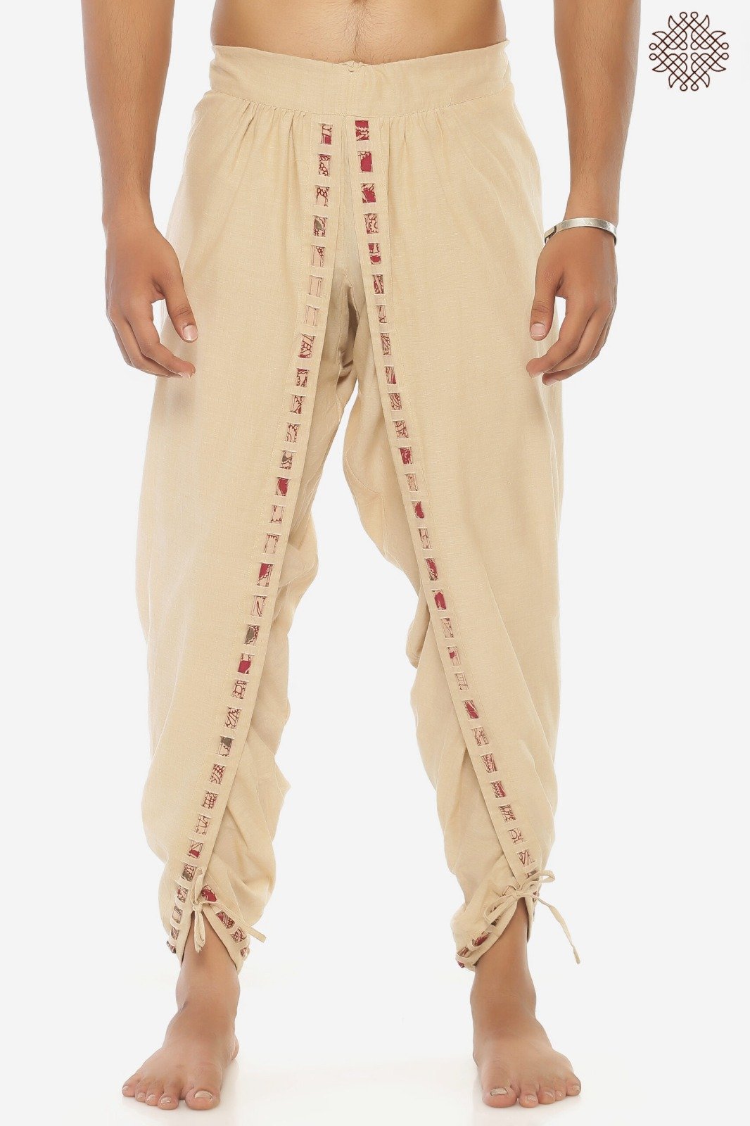 HariNa Yuvaka Dhoti Pants with Single Line Basket-Weave Border - Image 2