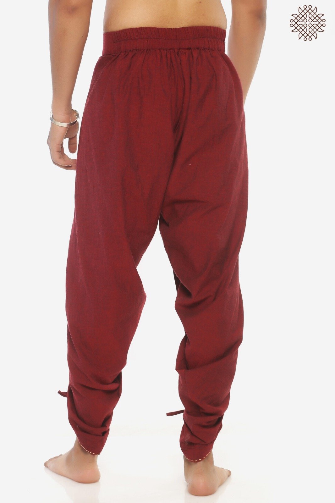 Kunkum Yuvaka Dhoti Pants With Hand-Stitched Border - Image 4