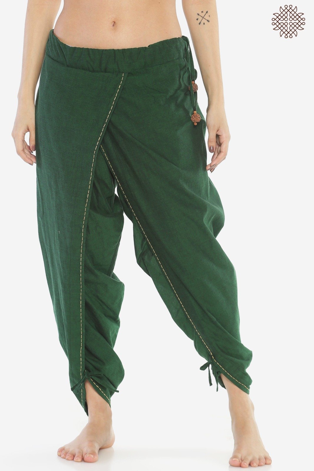 Haritah Yuvaki Dhotipants with Hand-Stitched Border - Image 2