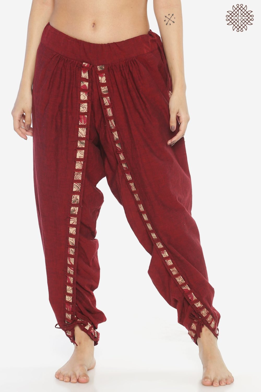 Kunkum Tulip Dhoti Pants with Basket-Weave Border - Image 5