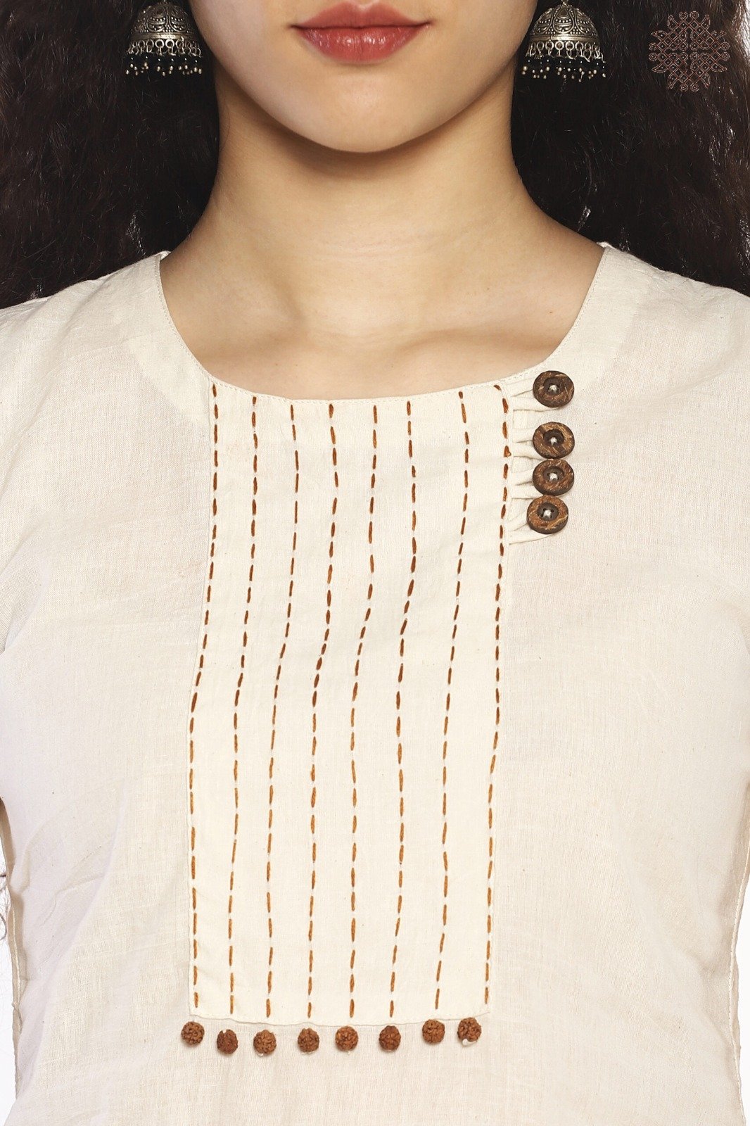 Navambara Kurti with Hand-Stitch Detail - Image 2