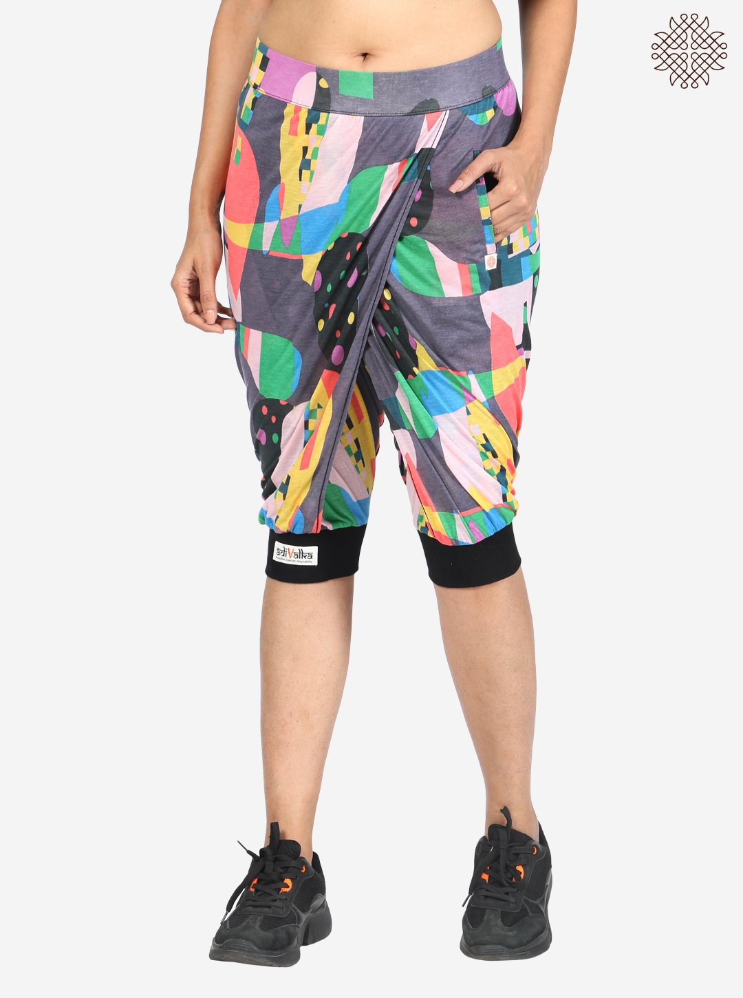 Below knee length Cross Cut Dhoti crafted in Printed Viscose Jersey - Image 5