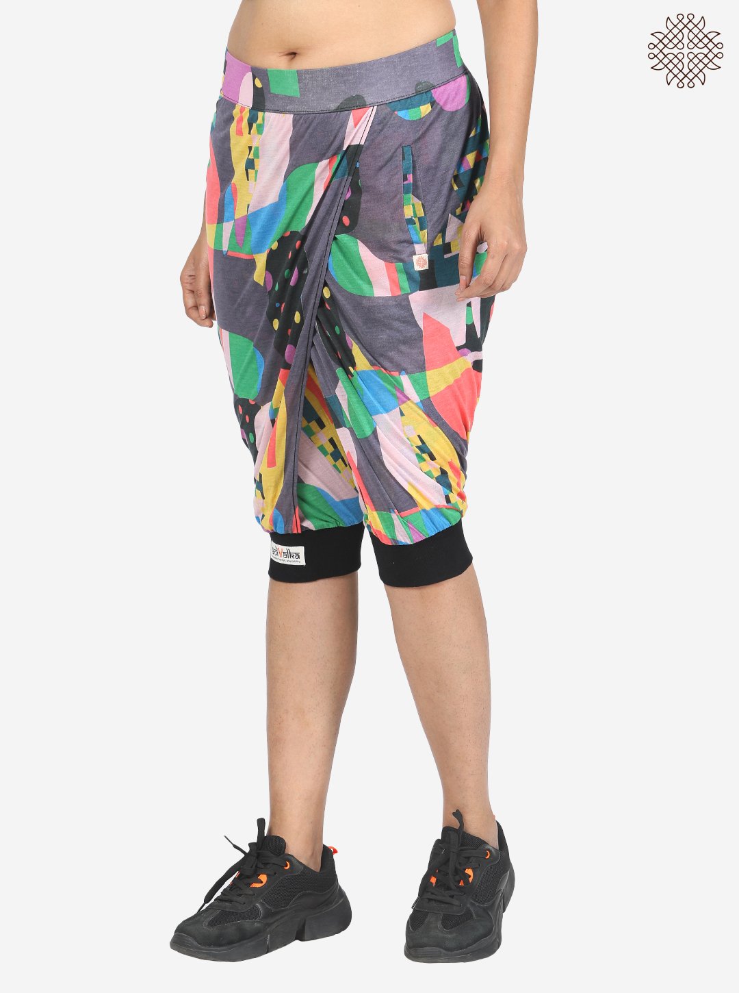 Below knee length Cross Cut Dhoti crafted in Printed Viscose Jersey - Image 4