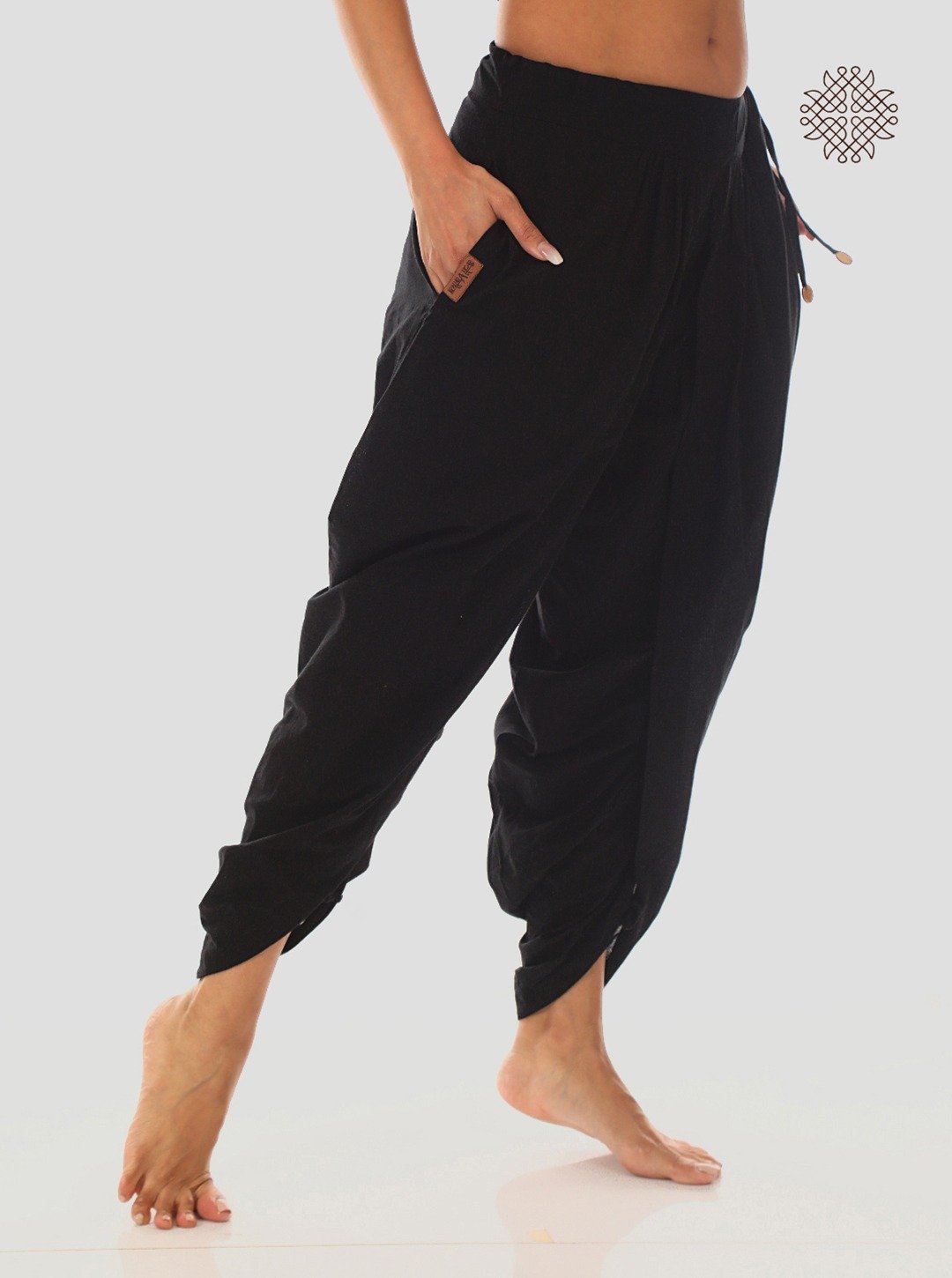 syamah black) yuvaki, tulip dhoti pants with pockets crafted in 100% cotton - Image 4