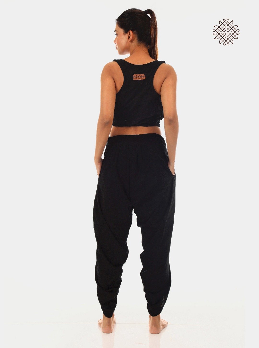 syamah black) yuvaki, tulip dhoti pants with pockets crafted in 100% cotton - Image 2