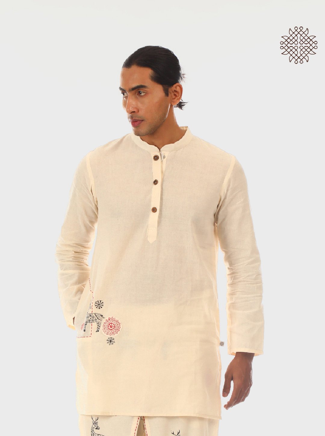Sattvika Kurta Hand block Printed Off-White Kurta made in 100% cotton