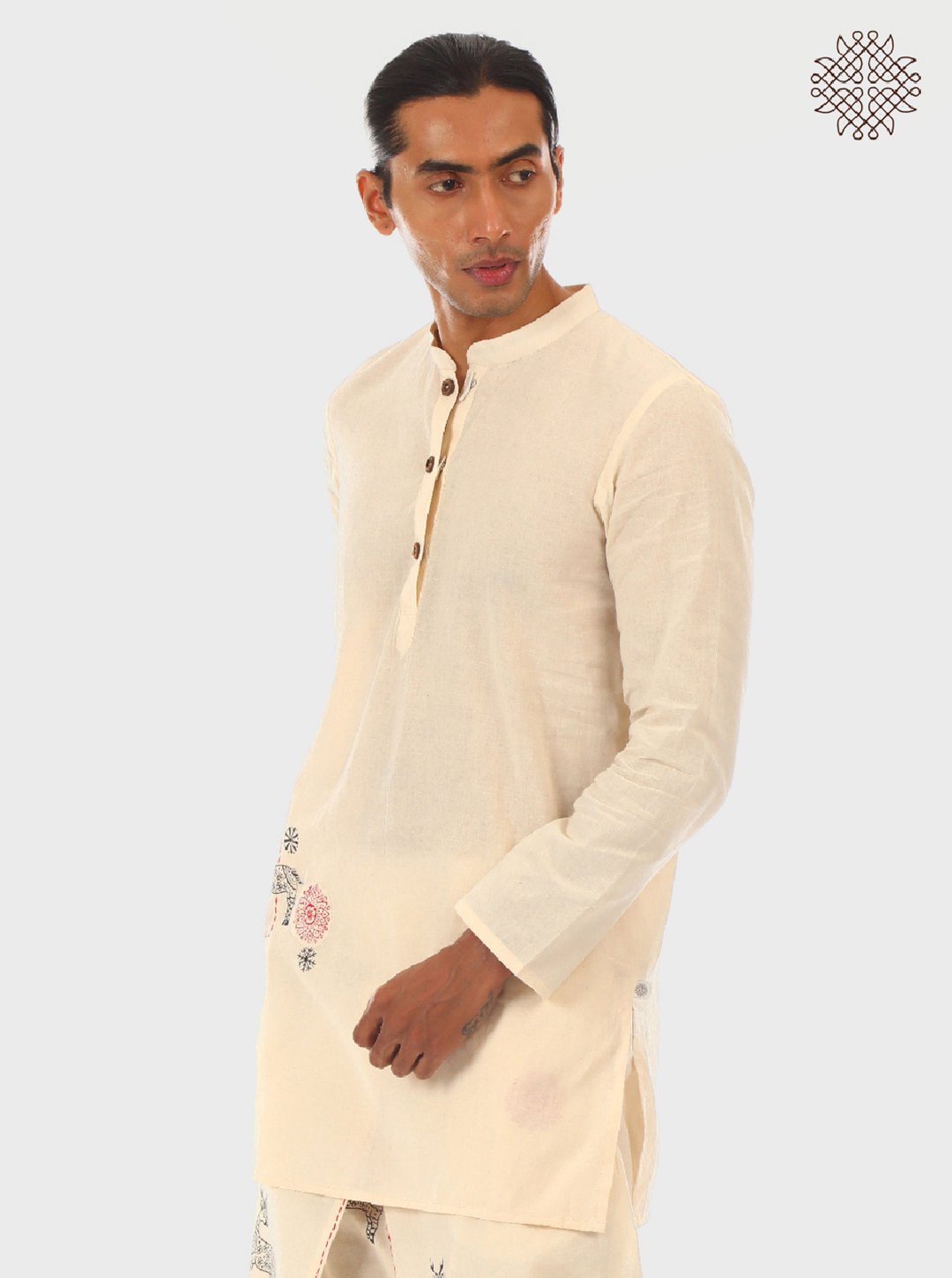 Sattvika Kurta Hand block Printed Off-White Kurta made in 100% cotton - Image 2