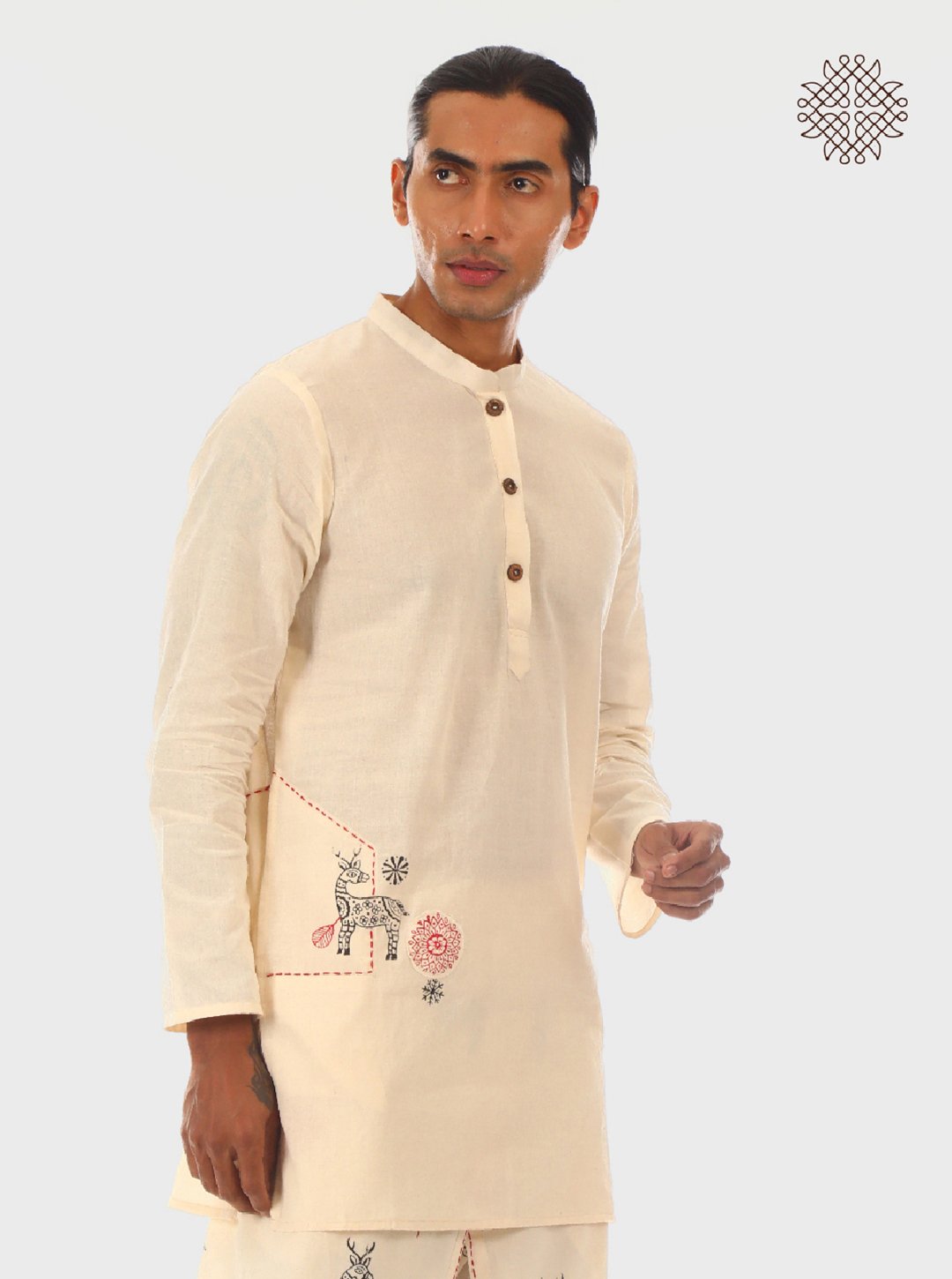 Sattvika Kurta Hand block Printed Off-White Kurta made in 100% cotton - Image 6