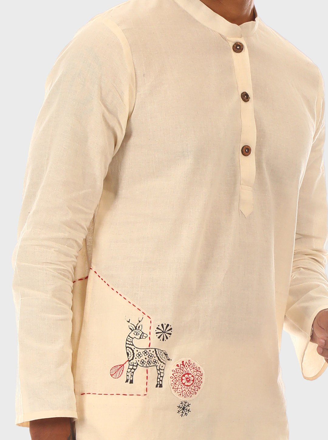 Sattvika Kurta Hand block Printed Off-White Kurta made in 100% cotton - Image 4