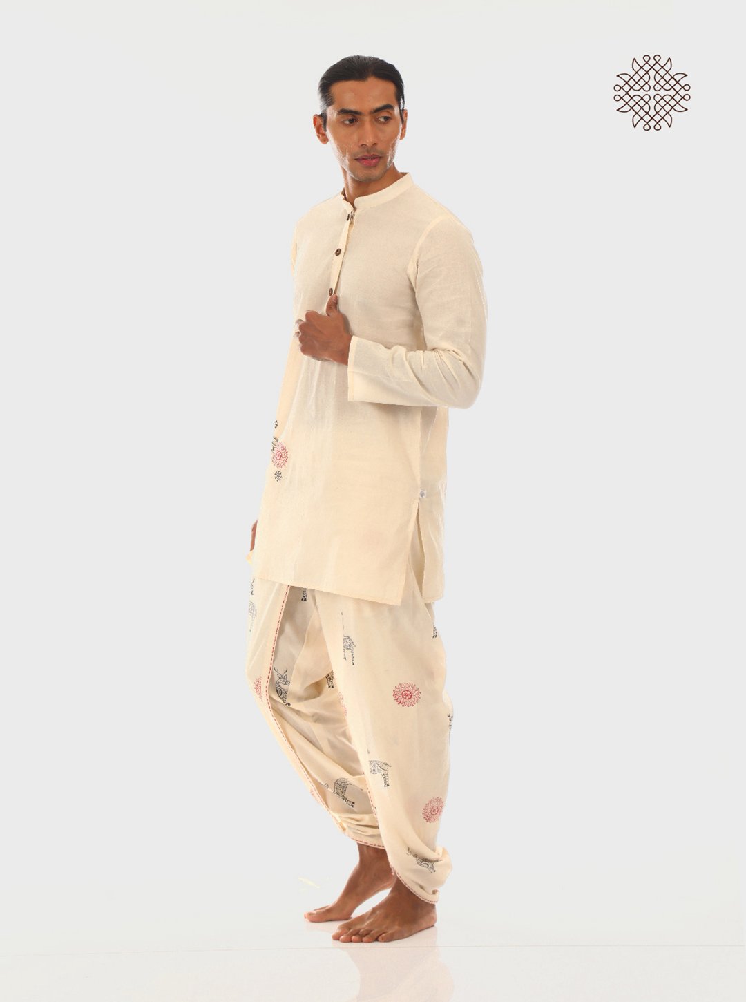 Sattvika Kurta Hand block Printed Off-White Kurta made in 100% cotton - Image 5