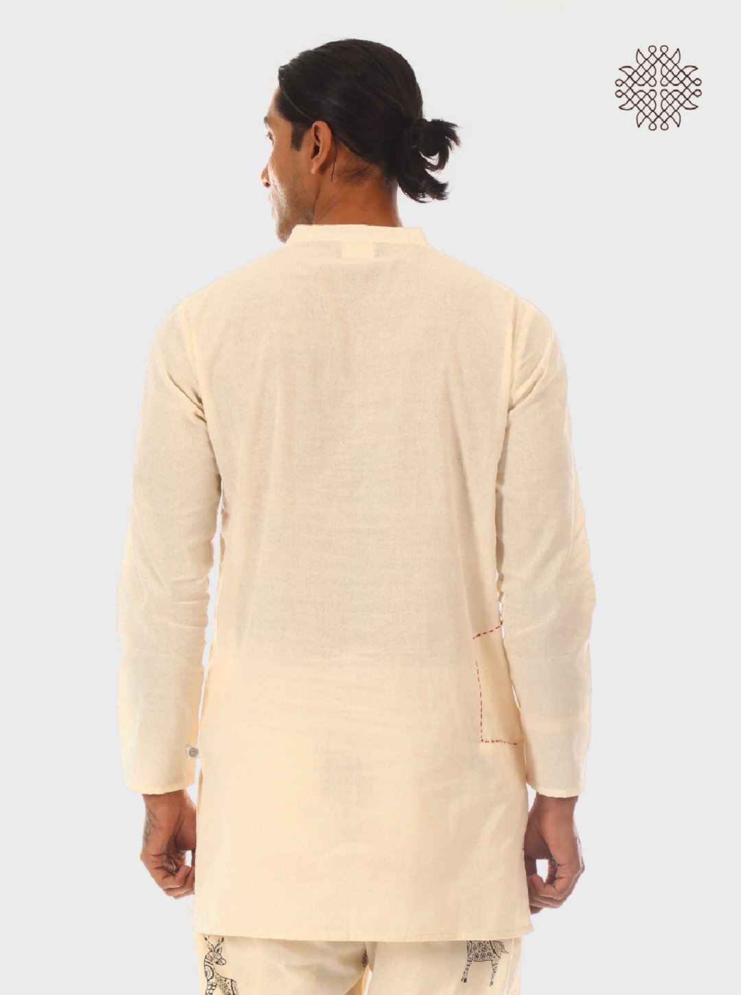 Sattvika Kurta Hand block Printed Off-White Kurta made in 100% cotton - Image 3