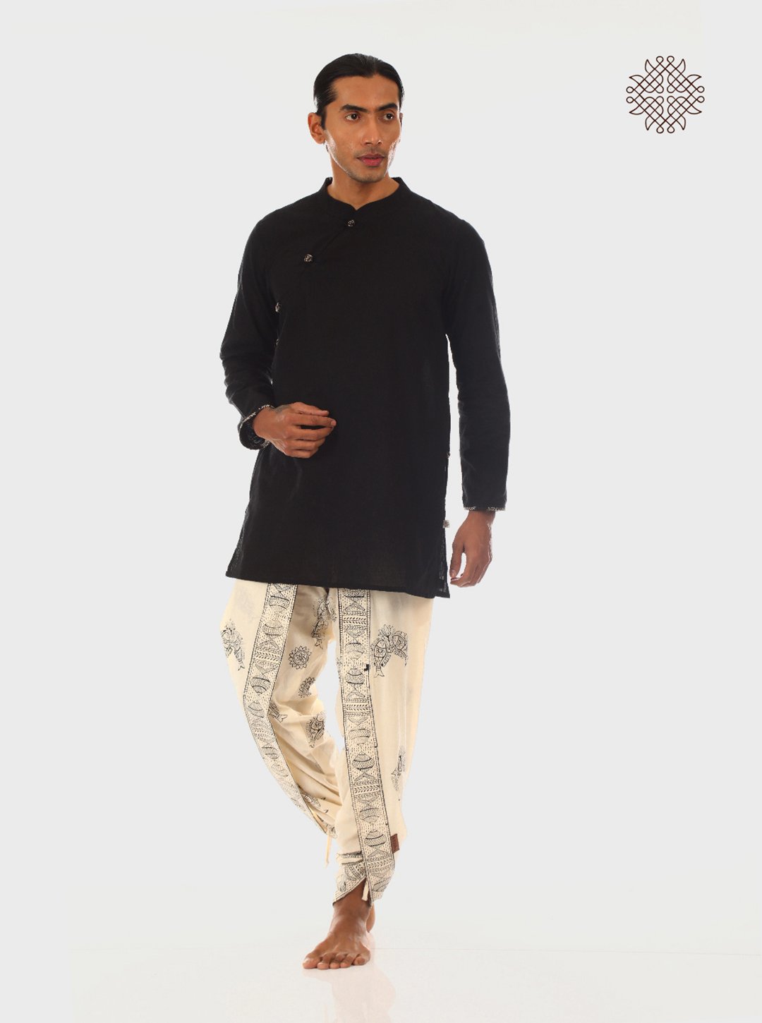 Matsya - Black Kurta and Off-White Tulip Dhoti Pant Coord Set made in 100% cotton