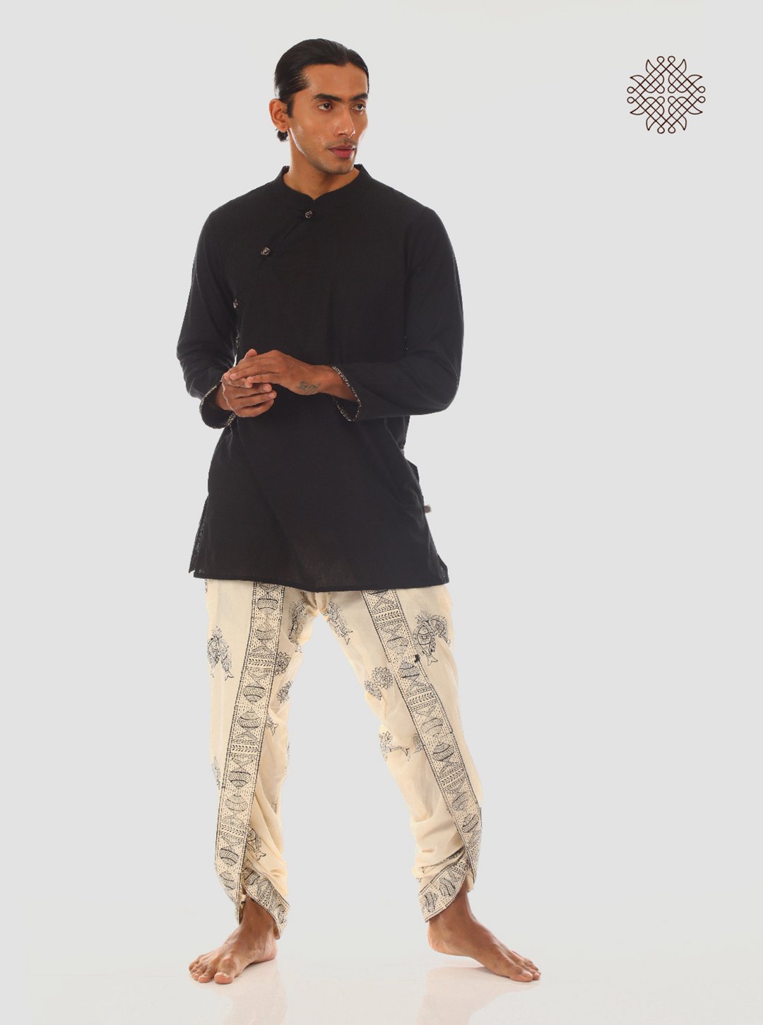 Bandana - Black Full Sleeve Kurta crafted in 100% cotton - Image 6