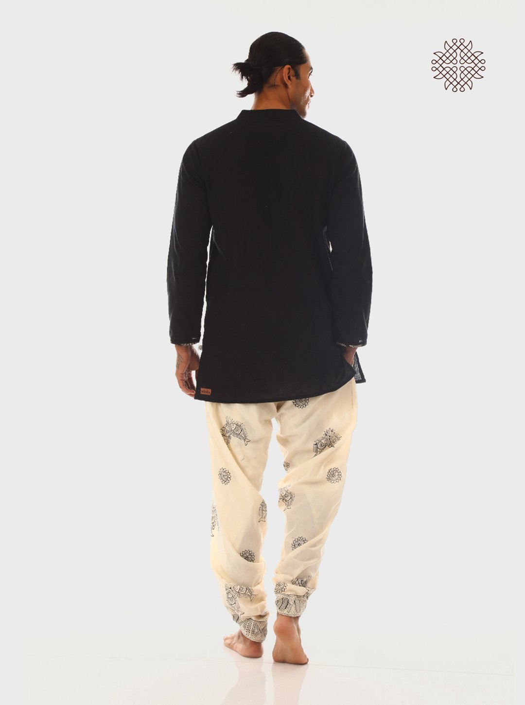 Matsya - Black Kurta and Off-White Tulip Dhoti Pant Coord Set made in 100% cotton - Image 4