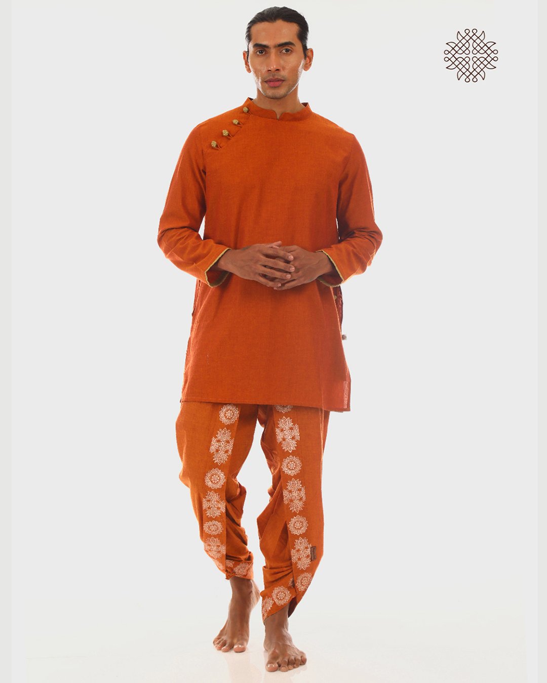 Kapila - Rusty Brown Kurta and Tulip Dhoti Pant Coord Set made in 100% cotton