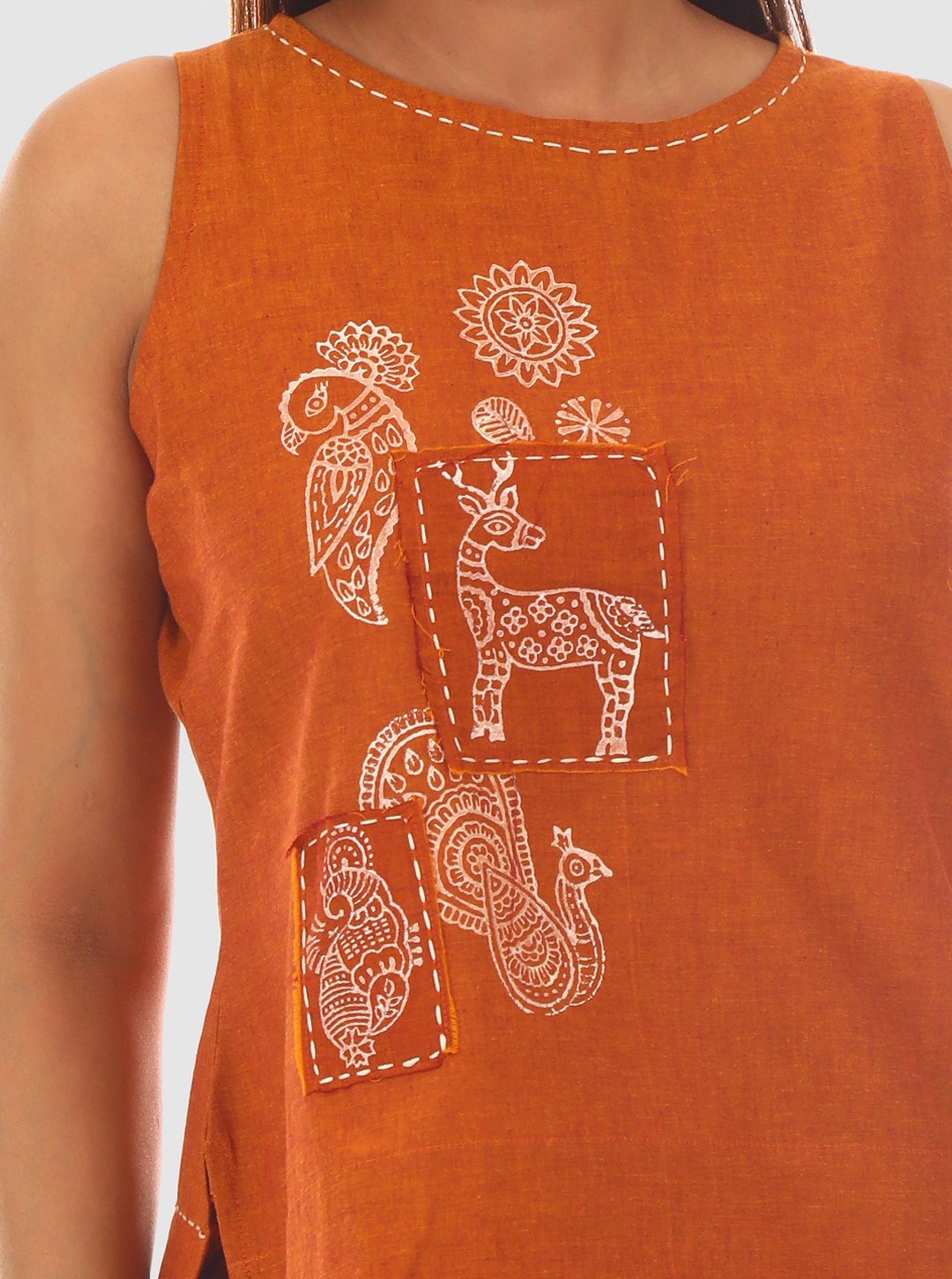 Chital Crop Top - Hand Block Printed Rusty Brown Crop Top crafted in 100% cotton - Image 4