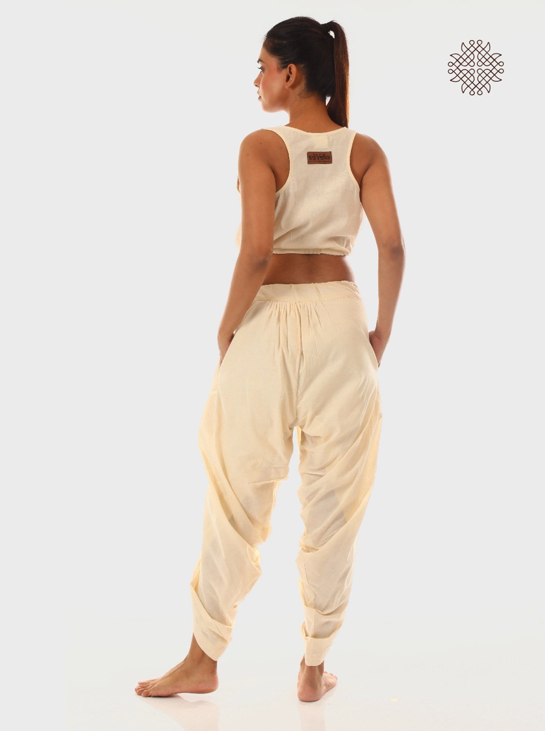 sattvika (off-white) yuvaki, tulip classic dhoti pants with pockets crafted in 100% cotton - Image 4