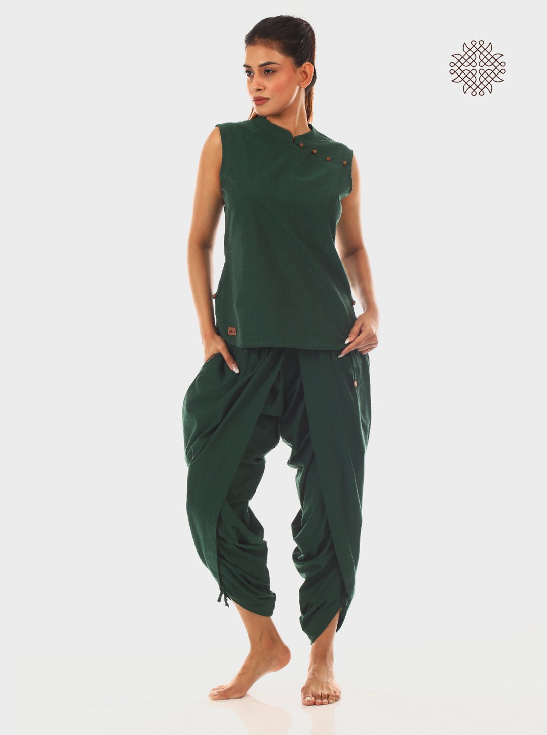 Rudrakshi - Dark Green Saleeveless Kurti made in 100% cotton - Image 6