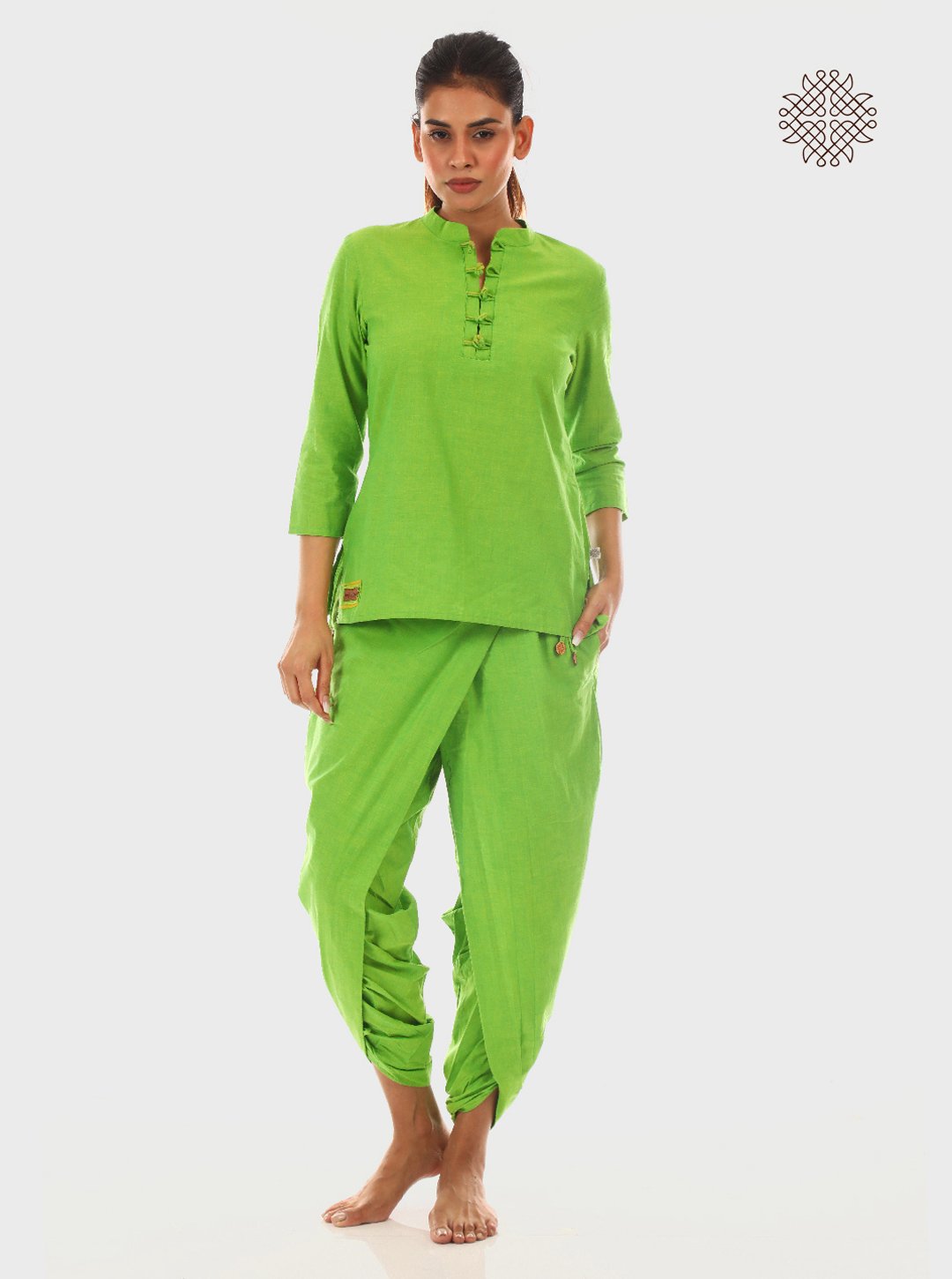 KilKil Kurti - Hand Block Printed Lemon Green Kurti crafted in 100% cotton - Image 6