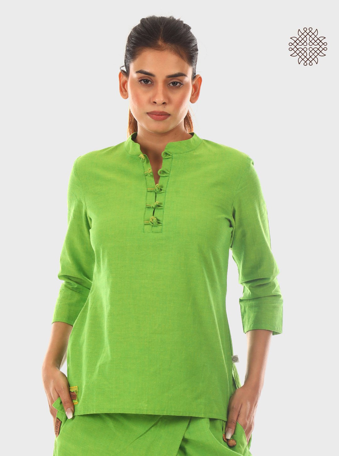 KilKil Kurti - Hand Block Printed Lemon Green Kurti crafted in 100% cotton
