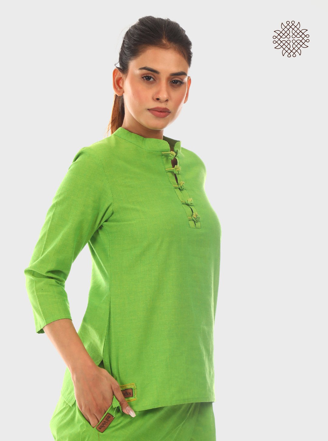 KilKil Kurti - Hand Block Printed Lemon Green Kurti crafted in 100% cotton - Image 2