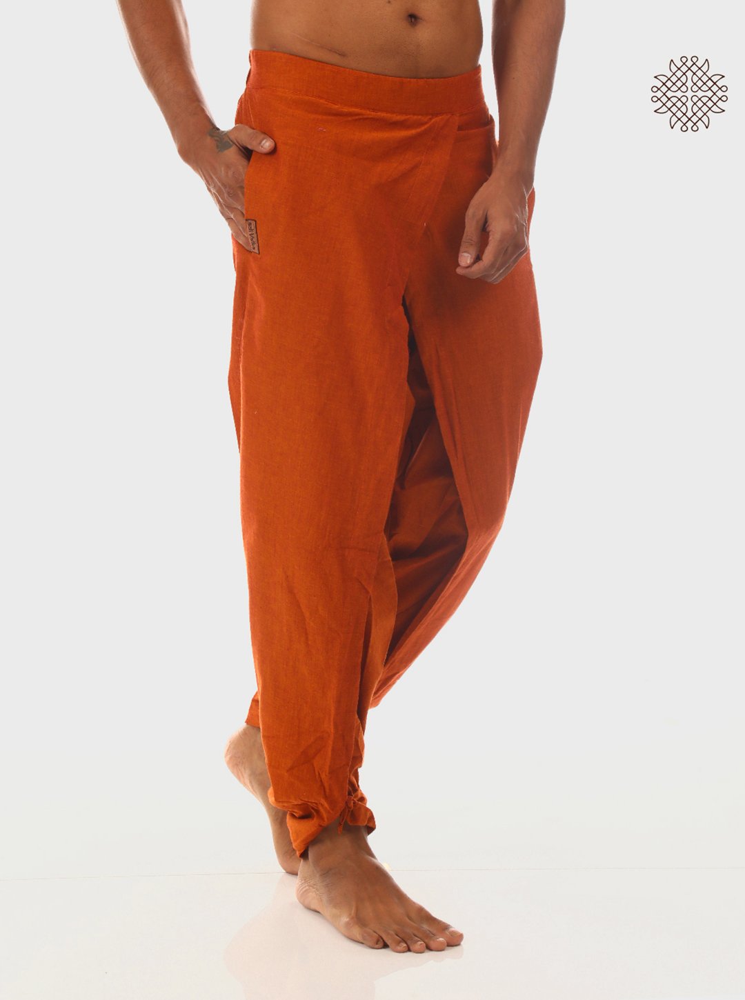 kapila (rusty brown) yuvaki, cross cut dhoti pants with pockets crafted in 100% cotton - Image 2