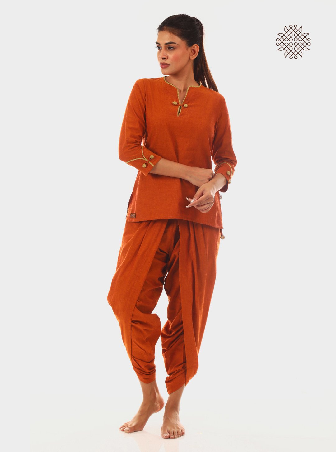 Bhoomi Kurti - Rusty Brown Kurti with Elbow Length Sleeves made in 100% cotton - Image 6
