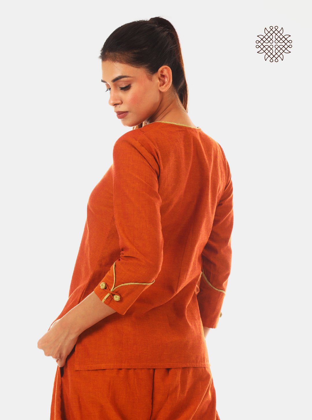 Bhoomi Kurti - Rusty Brown Kurti with Elbow Length Sleeves made in 100% cotton - Image 5