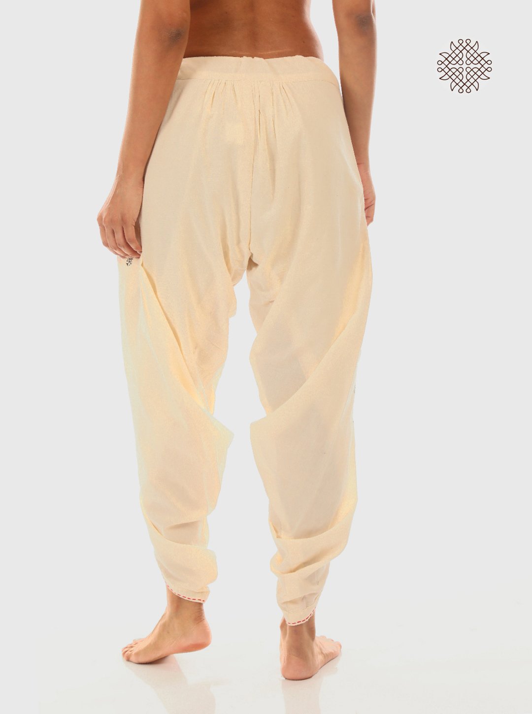 Sattvika Dhoti Pants - Hand Block Printed Off-White Tulip Dhoti made in 100% cotton - Image 5